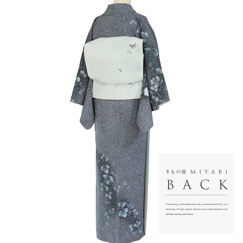訪問着 リサイクル 身丈158.2cm 裄62.4cm 袷 蔦に宝尽くし柄 刺繍 箔 グレー Mサイズ セミフォーマル お洒落 正絹 広衿 Sランク