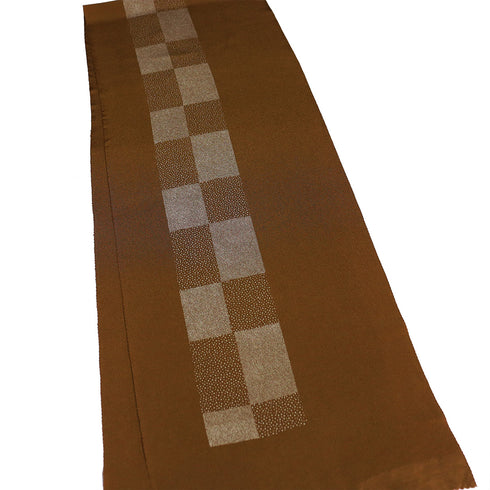 帯揚げ カジュアル ちりめん ブラウン 正絹 新品・未使用品 鮫小紋柄 霰柄