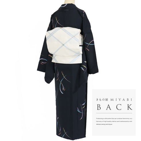 小紋 リサイクル 身丈159.5cm 裄70.4cm 袷 ブラック Mサイズ お洒落 カジュアル 正絹 広衿 Sランク