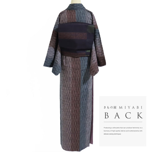 紬 リサイクル 身丈160.7cm 裄65.6cm 袷 デザイン縞模様 多色 Lサイズ お洒落 カジュアル 正絹 広衿 Sランク