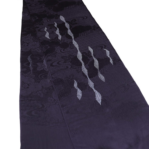 帯揚げ リサイクル お洒落 ちりめん 正絹 パープル 流水や菊の地紋柄 新品・未使用品 AG-1247