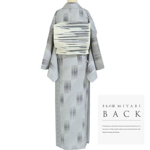 小紋 リサイクル 身丈165cm 裄68.4cm 単衣 グレー Lサイズ お洒落 不明 広衿 Sランク