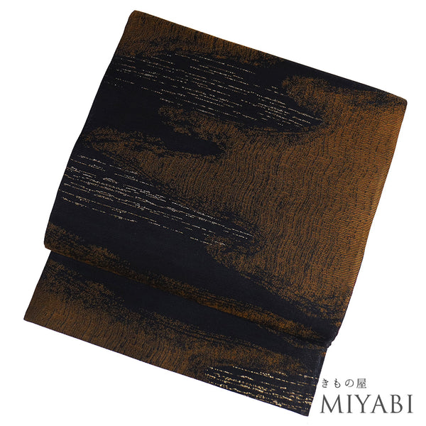 袋帯 帯丈448cm 全通 抽象柄 玄舞 ブラウン Mサイズ 正絹 新品・未使用品 カジュアル お洒落