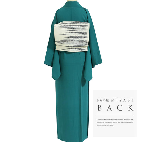 色無地 リサイクル 身丈156.5cm 裄66.2cm 袷 茶染め パールトーン加工 グリーン Mサイズ お洒落 落款 証紙 正絹 広衿 Sランク