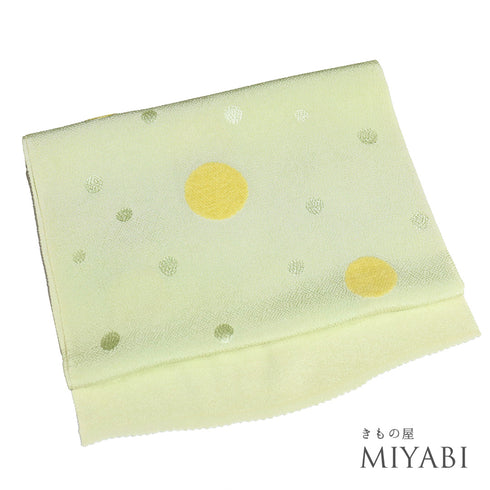 帯揚げ リサイクル お洒落 ちりめん 正絹 グリーン 丹後ちりめん 水玉柄 新品・未使用品 AG-1242