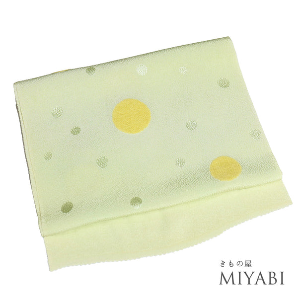 帯揚げ リサイクル お洒落 ちりめん 正絹 グリーン 丹後ちりめん 水玉柄 新品・未使用品 AG-1242