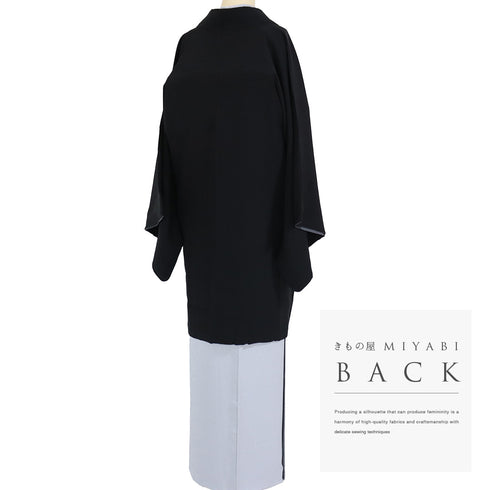 道中着 リサイクル 身丈95cm 裄68cm 袷 両面 地紋 ブラック Lサイズ お洒落 正絹 Sランク