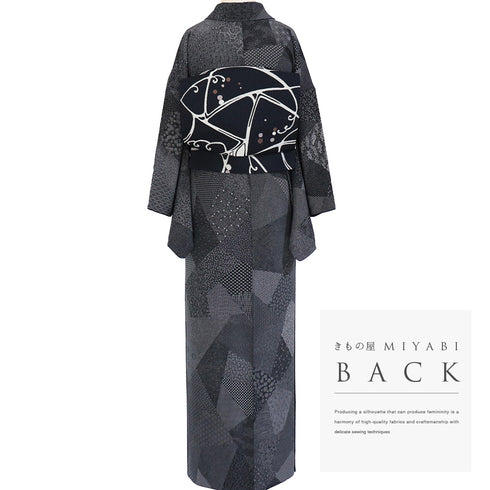 江戸小紋 リサイクル 身丈158cm 裄65.2cm 袷 伝統工芸士 寺山存男 裂取 おしゃれ八掛 ブラック Mサイズ お洒落 落款 正絹 広衿 Sランク