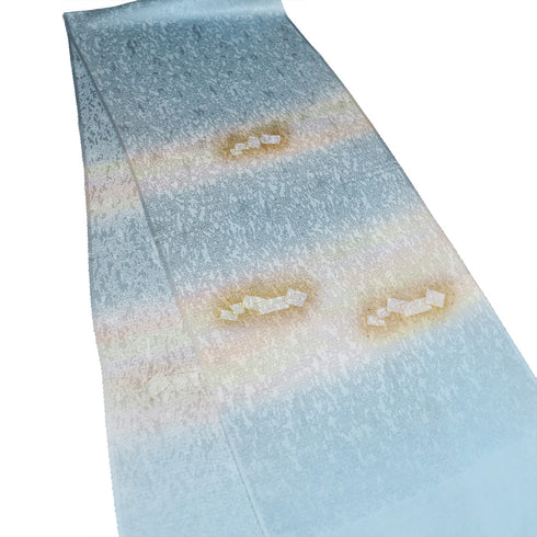 帯揚げ リサイクル セミフォーマル お洒落 ちりめん 正絹 ブルー ぼかし柄 金ラメ 新品・未使用品 AG-1236