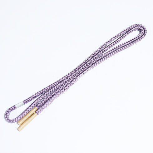 帯締め・帯揚げセット リサイクル 平組紐 ちりめん パープル 正絹 新品・未使用品 デザイン縞柄