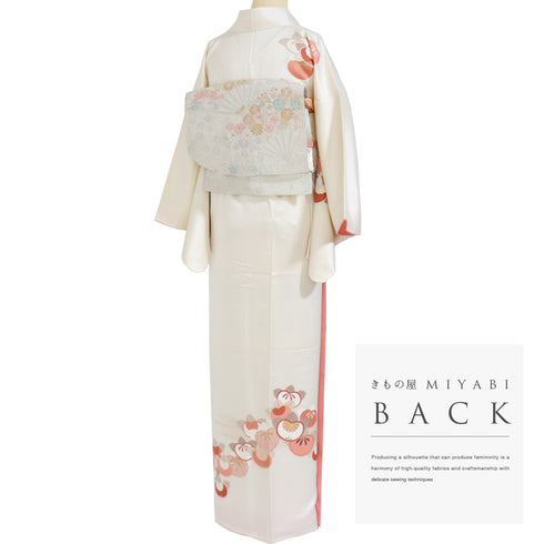 付下げ リサイクル 身丈155.2cm 裄64.6cm 袷 たちばな 作家物 吾妻徳穂 金駒刺繍 箔 アイボリー Sサイズ お洒落 セミフォーマル 正絹 広衿 Aランク