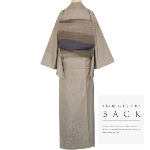 訪問着 リサイクル 身丈164cm 裄66.2cm 袷 たたき染め柄 パールトーン加工 紬 裾ボカシ 多色 Lサイズ お洒落 正絹 広衿 Sランク