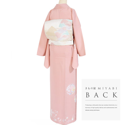 訪問着 リサイクル 身丈164cm 裄68cm 袷 花丸や花唐草柄 ピンク Lサイズ セミフォーマル お洒落 正絹 広衿 Sランク