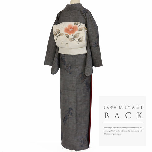 紬 リサイクル 身丈170.5cm 裄67.8cm 袷 蝶柄 ブラウン LLサイズ お洒落 カジュアル 証紙 しつけ糸 正絹 広衿 Sランク