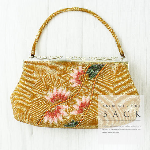 バッグ リサイクル ゴールド ビーズ Aランク 花柄