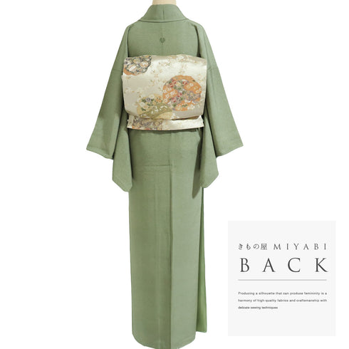 江戸小紋 リサイクル 身丈150.7cm 裄64.8cm 袷 寄せ小紋柄 グリーン Sサイズ セミフォーマル お洒落 一つ紋 正絹 広衿 Sランク