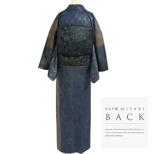 訪問着 リサイクル 身丈158.2cm 裄66.8cm 袷 石畳柄 地紋 多色 Mサイズ お洒落 正絹 広衿 Sランク