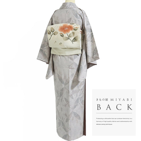 大島紬 リサイクル 身丈151.3cm 裄62.8cm 袷 麻の葉柄 薬草染め 車輪梅 赤土 パープル Sサイズ お洒落 カジュアル 証紙 正絹 広衿 Sランク