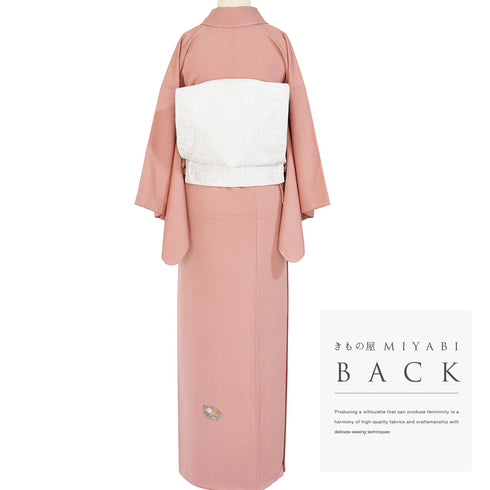 付下げ リサイクル 身丈169cm 裄64.9cm 袷 松梅桔梗 刺繍 箔 金彩 ピンク LLサイズ お洒落 しつけ糸 正絹 広衿 Sランク