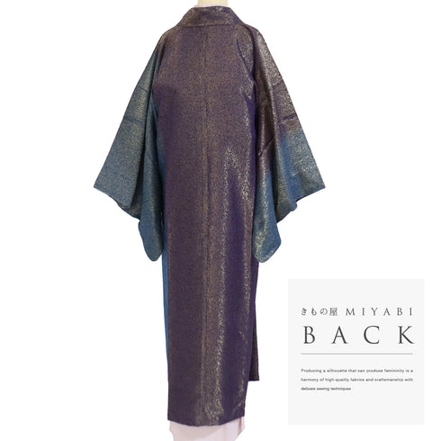 道中着 リサイクル 身丈130cm 裄66.7cm 袷 木目柄 地紋 ぼかし 多色 Lサイズ お洒落 正絹 Sランク