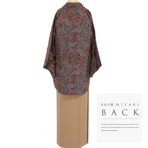 道中着 リサイクル 身丈80cm 裄67cm 袷 既製品 裂取り柄 多色 Lサイズ お洒落 カジュアル ポリエステル 洗える着物 Sランク