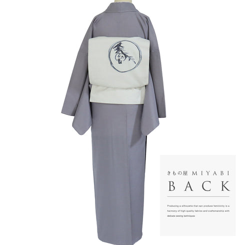 色無地 リサイクル 身丈168.5cm 裄69.2cm 袷 パープル LLサイズ お洒落 カジュアル しつけ糸 正絹 広衿 Sランク