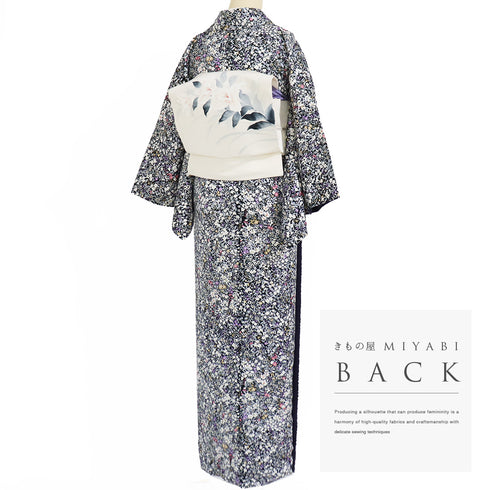 小紋 リサイクル 身丈157.7cm 裄64cm 袷 小花柄 地紋 多色 Mサイズ お洒落 カジュアル 正絹 広衿 Sランク