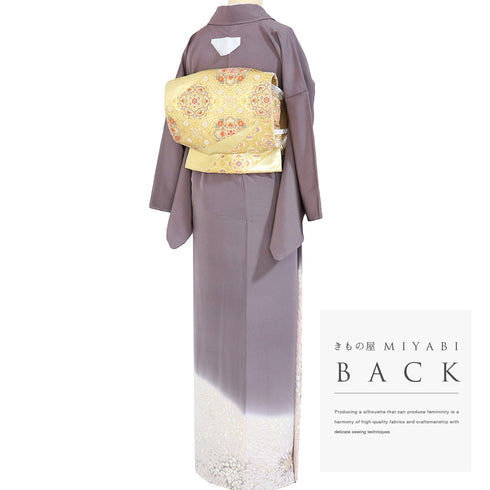 色留袖 リサイクル 身丈166.2cm 裄66.4cm 袷 おぼろ染め 相良刺繍 絞り 滝奏 パープル LLサイズ セミフォーマル 落款 一つ紋 正絹 広衿 Sランク