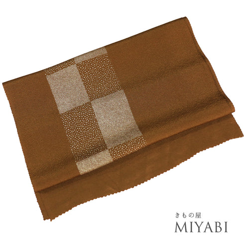 帯揚げ カジュアル ちりめん ブラウン 正絹 新品・未使用品 鮫小紋柄 霰柄