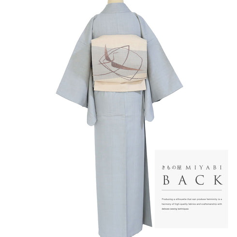 紬 リサイクル 身丈156.8cm 裄63.6cm 袷 無地 グレー Mサイズ お洒落 カジュアル しつけ糸 正絹 広衿 Sランク