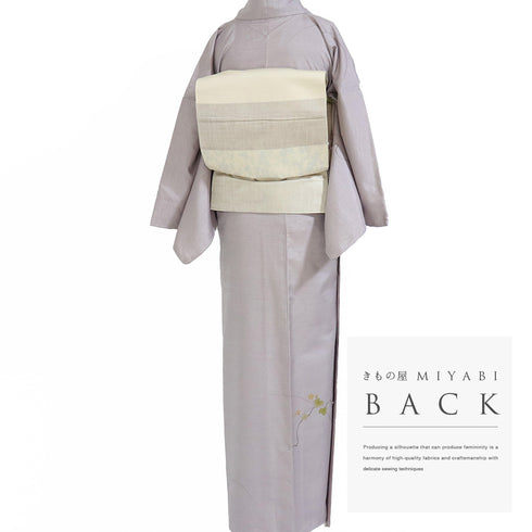 訪問着 身丈174.5cm 裄66.8cm 袷 紬 蔦や花模様 高尾健三 パープル LLサイズ お洒落 正絹 広衿 Sランク