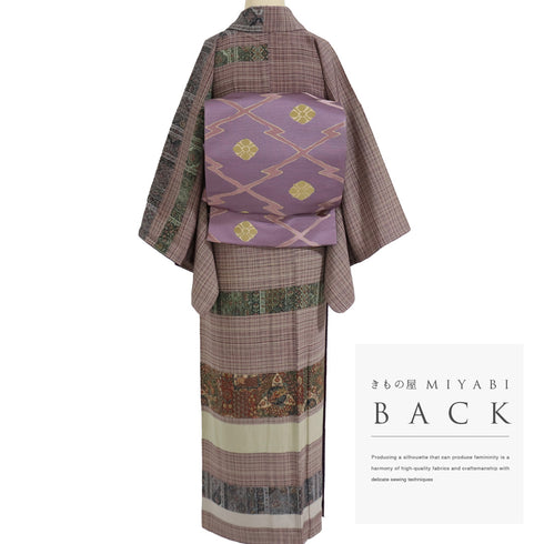 付下げ リサイクル 身丈153.5cm 裄46.5cm 袷 横縞柄 花柄 多色 Sサイズ お洒落 落款 正絹 広衿 Sランク