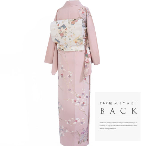 訪問着 リサイクル 身丈165.3cm 裄68cm 袷 菊や花各種柄 相良刺繍 ピンク Lサイズ フォーマル セミフォーマル 正絹 広衿 Aランク