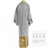 羽織 リサイクル 身丈102.5cm 裄63.8cm 袷 ロング丈 デザイン縞 たたき アイボリー Sサイズ お洒落 カジュアル 正絹 Sランク