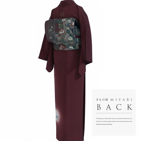 付下げ リサイクル 身丈158cm 裄64.4cm 袷 椿柄 お洒落紋 レッド Mサイズ お洒落 一つ紋 正絹 広衿 Sランク