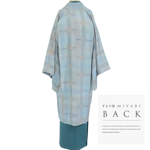 道中着 リサイクル 身丈110.5cm 裄69.6cm 袷 ロング 着物衿 グレー LLサイズ カジュアル 正絹 Sランク