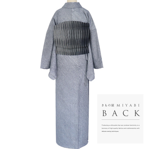 小紋 リサイクル 身丈164.2cm 裄70.2cm 袷 絞り ネイビー Lサイズ お洒落 正絹 広衿 Sランク