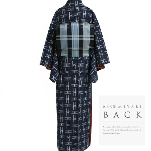 紬 リサイクル 身丈152.2cm 裄62.4cm 袷 琉球かすり 絣柄 ネイビー Sサイズ お洒落 カジュアル 証紙 正絹 広衿 Aランク