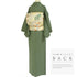 小紋 リサイクル 身丈156.7cm 裄63.4cm 袷 お召し 地紋 グリーン Mサイズ お洒落 セミフォーマル 一つ紋 しつけ糸 正絹 広衿 未使用品