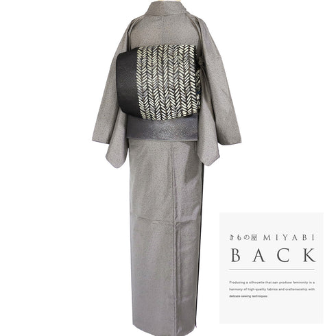 紬 リサイクル 身丈168.5cm 裄66.8cm 袷 たたきに花丸柄 グレー LLサイズ お洒落 正絹 広衿 Sランク