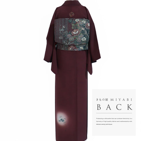 付下げ リサイクル 身丈158cm 裄64.4cm 袷 椿柄 お洒落紋 レッド Mサイズ お洒落 一つ紋 正絹 広衿 Sランク