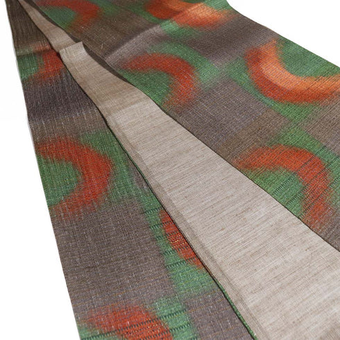 袋帯 リサイクル 帯丈434cm 六通 幾何学模様 草木泥染 本真綿大島 大島紬美術館 多色 Sサイズ 正絹 新品・未使用品 お洒落 カジュアル