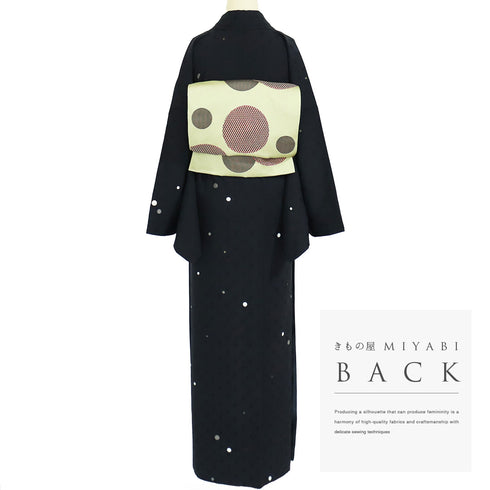 小紋 リサイクル 身丈166cm 裄71.2cm 袷 水玉柄 地紋 箔 ブラック LLサイズ お洒落 カジュアル 正絹 広衿 Sランク