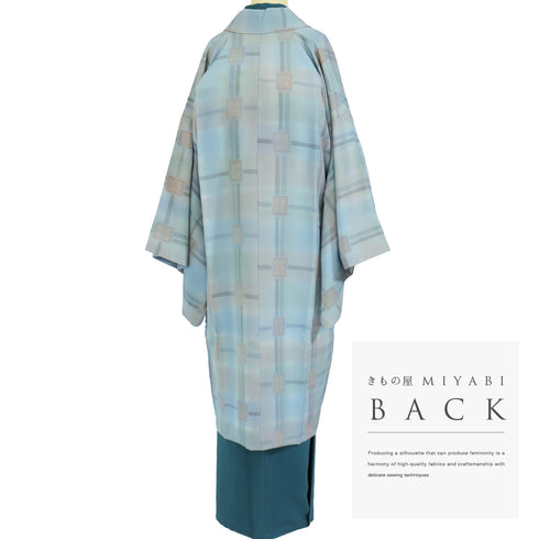 道中着 リサイクル 身丈110.5cm 裄69.6cm 袷 ロング 着物衿 グレー LLサイズ カジュアル 正絹 Sランク