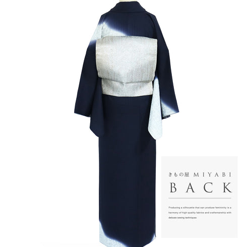 付下げ リサイクル 身丈165.5cm 裄66.8cm 袷 刺繍 ネイビー LLサイズ お洒落 正絹 広衿 Aランク