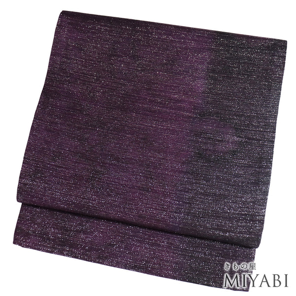 袋帯 リサイクル 帯丈462cm 全通 ラメ ぼかし柄 パープル LLサイズ 正絹 Sランク お洒落