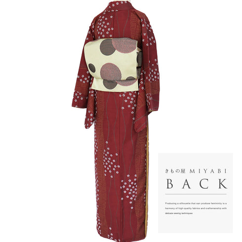 小紋 リサイクル 身丈164cm 裄68cm 袷 既製品 デザイン縦枠柄 小花散らし柄 ヒロミチナカノ レッド Lサイズ お洒落 しつけ糸 正絹 広衿 Sランク