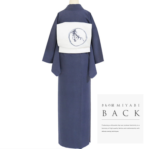 小紋 リサイクル 身丈156.5cm 裄63.6cm 袷 たたき柄 ネイビー Mサイズ お洒落 正絹 広衿 Sランク