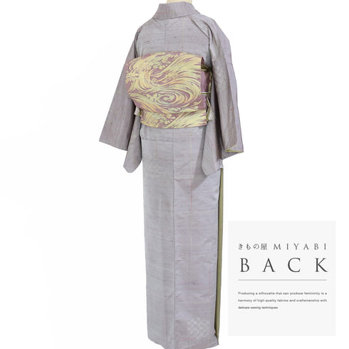 紬 リサイクル 身丈150.5cm 裄62.4cm 袷 七宝丸柄 パープル Sサイズ カジュアル お洒落 正絹 広衿 Bランク