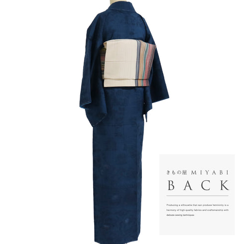 付下げ リサイクル 身丈159.3cm 裄66cm 袷 紬 花柄 木柄 染紬 ブルー Mサイズ お洒落 しつけ糸 正絹 広衿 Sランク